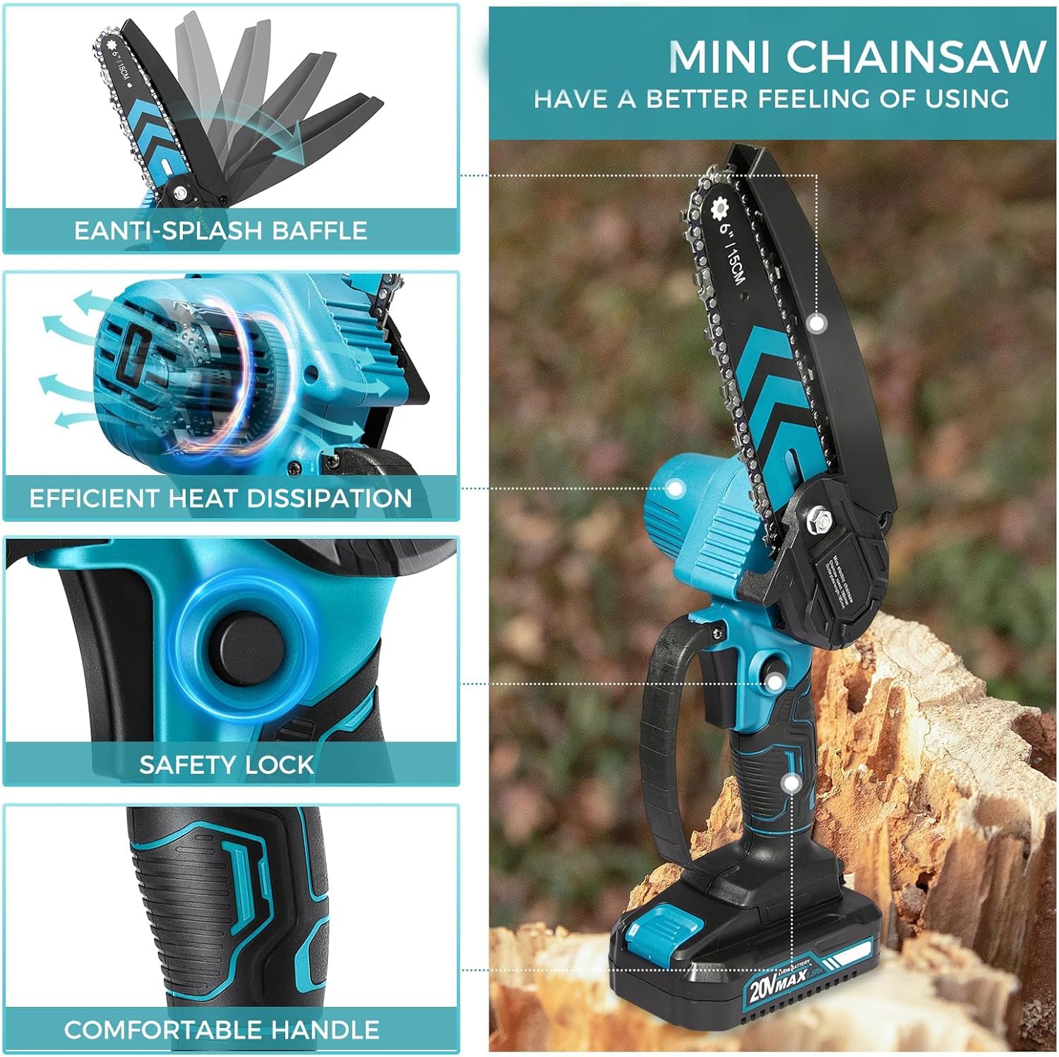 6-Inch Cordless Mini Pruning Chainsaw Kit 20V - product image 8