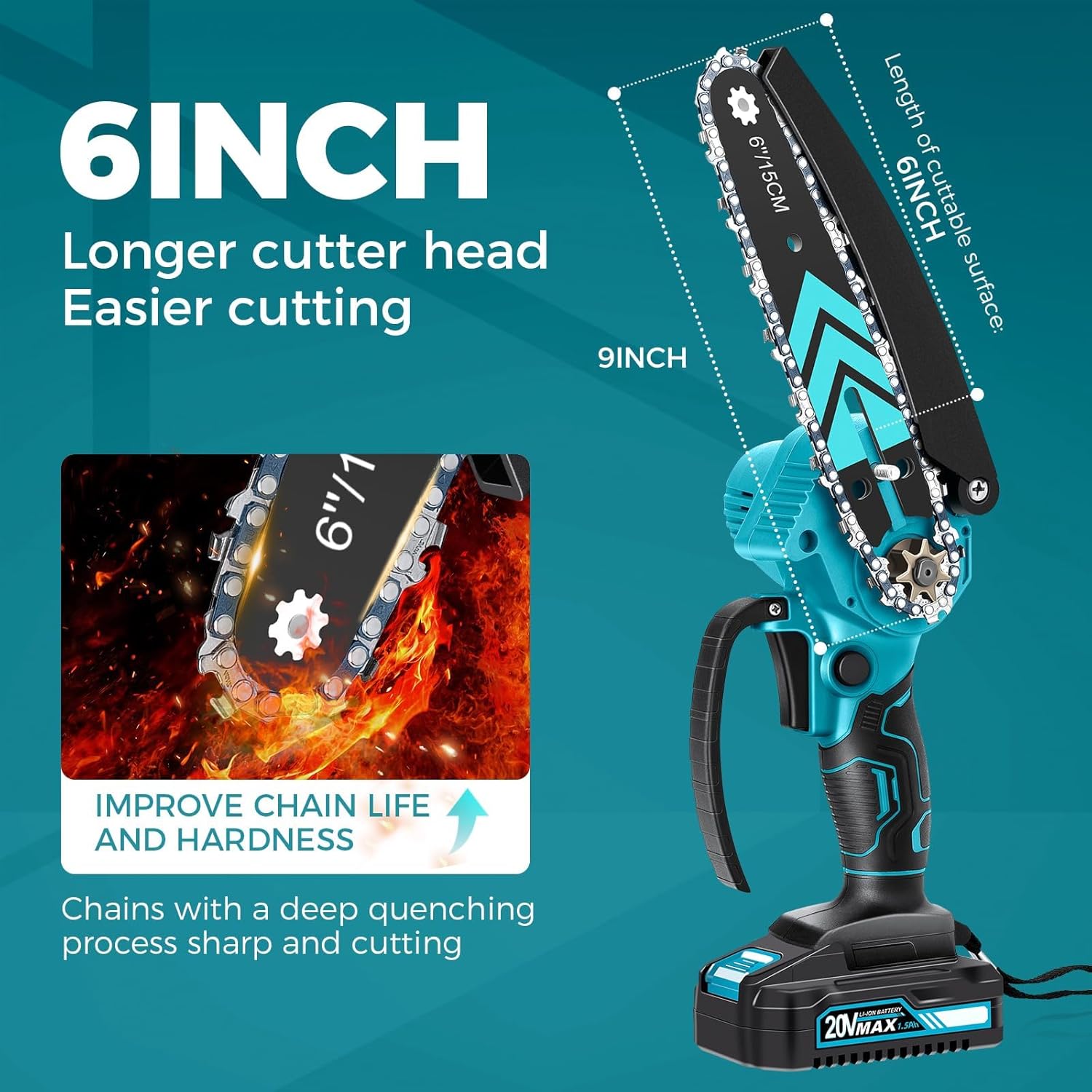 6-Inch Cordless Mini Pruning Chainsaw Kit 20V - product image 2