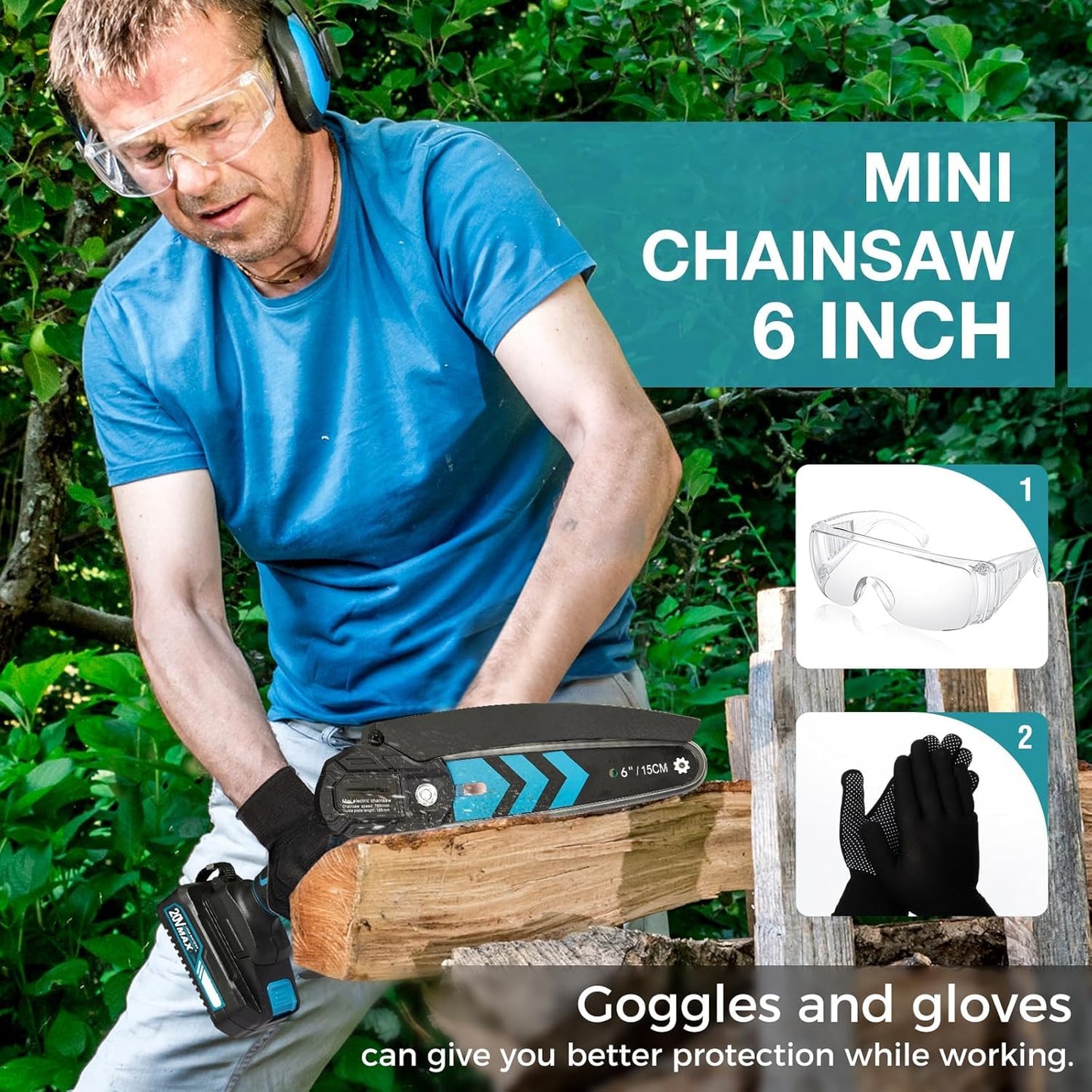 6-Inch Cordless Mini Pruning Chainsaw Kit 20V - product image 3