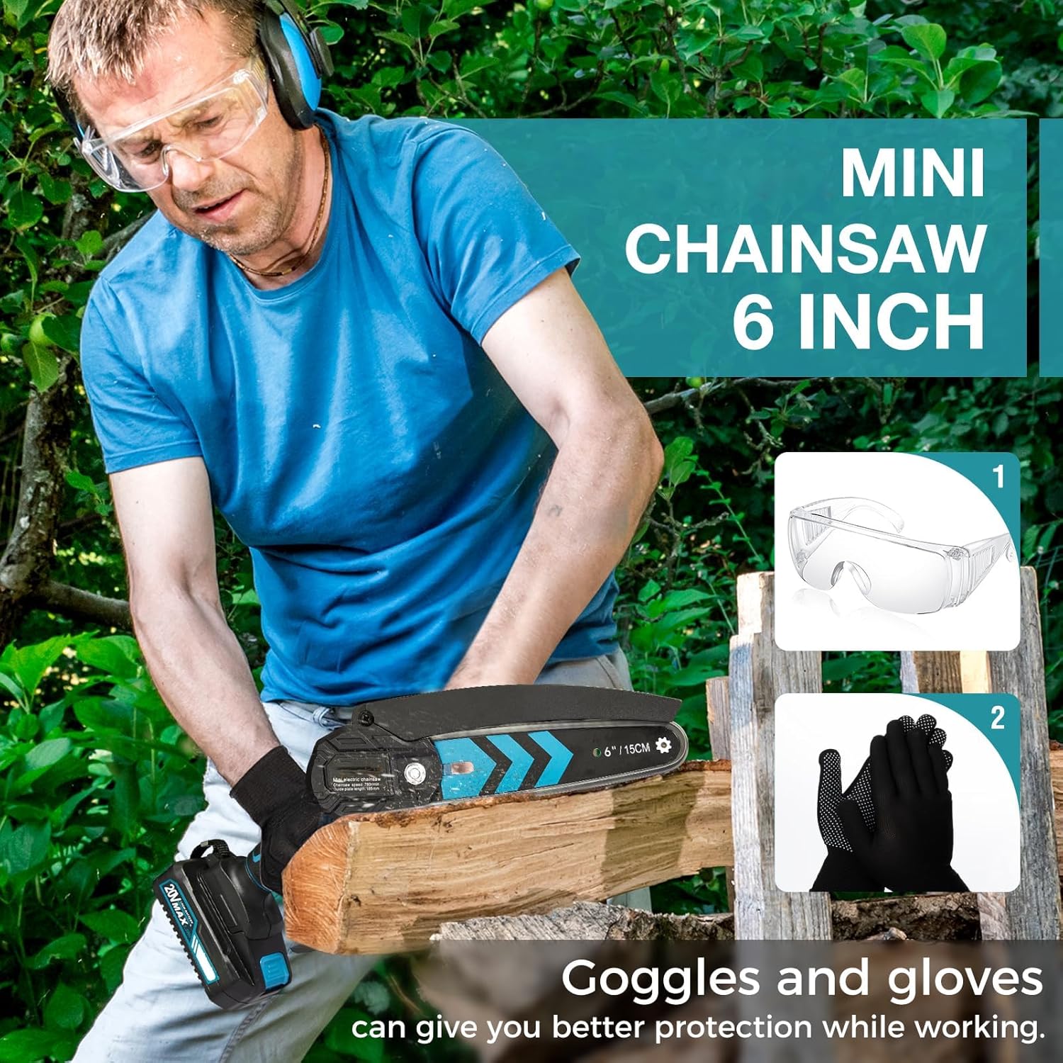 6-Inch Cordless Mini Pruning Chainsaw Kit 20V - product image 3