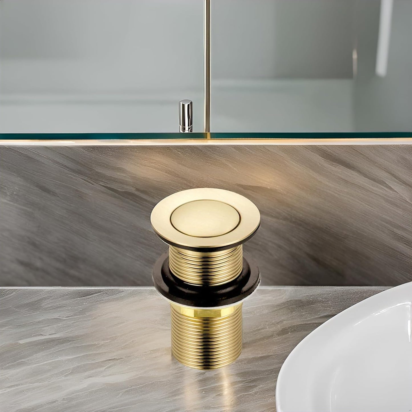 Brushed Gold Click-Clack Basin Waste - Brass Pop-Up Sink Drain Plug - product image 3