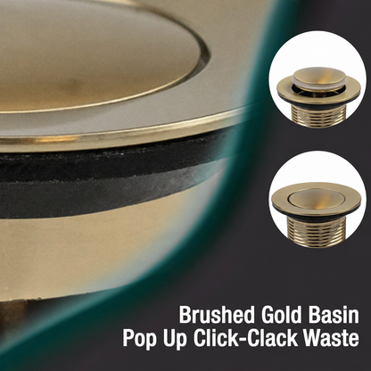 Brushed Gold Click-Clack Basin Waste - Brass Pop-Up Sink Drain Plug - product image 5