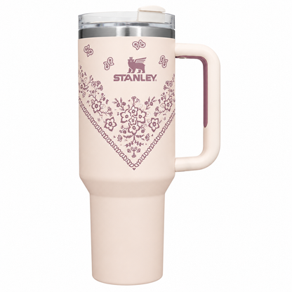Stanley Quencher H2.0 FlowState tumbler 40 oz in Conch Floral, stainless steel with handle and straw
