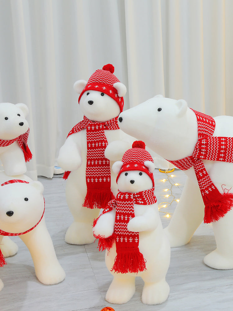 Polar Bear & Snowman Christmas Tree Scene – Window Set Christmas Decoration for Home & Office