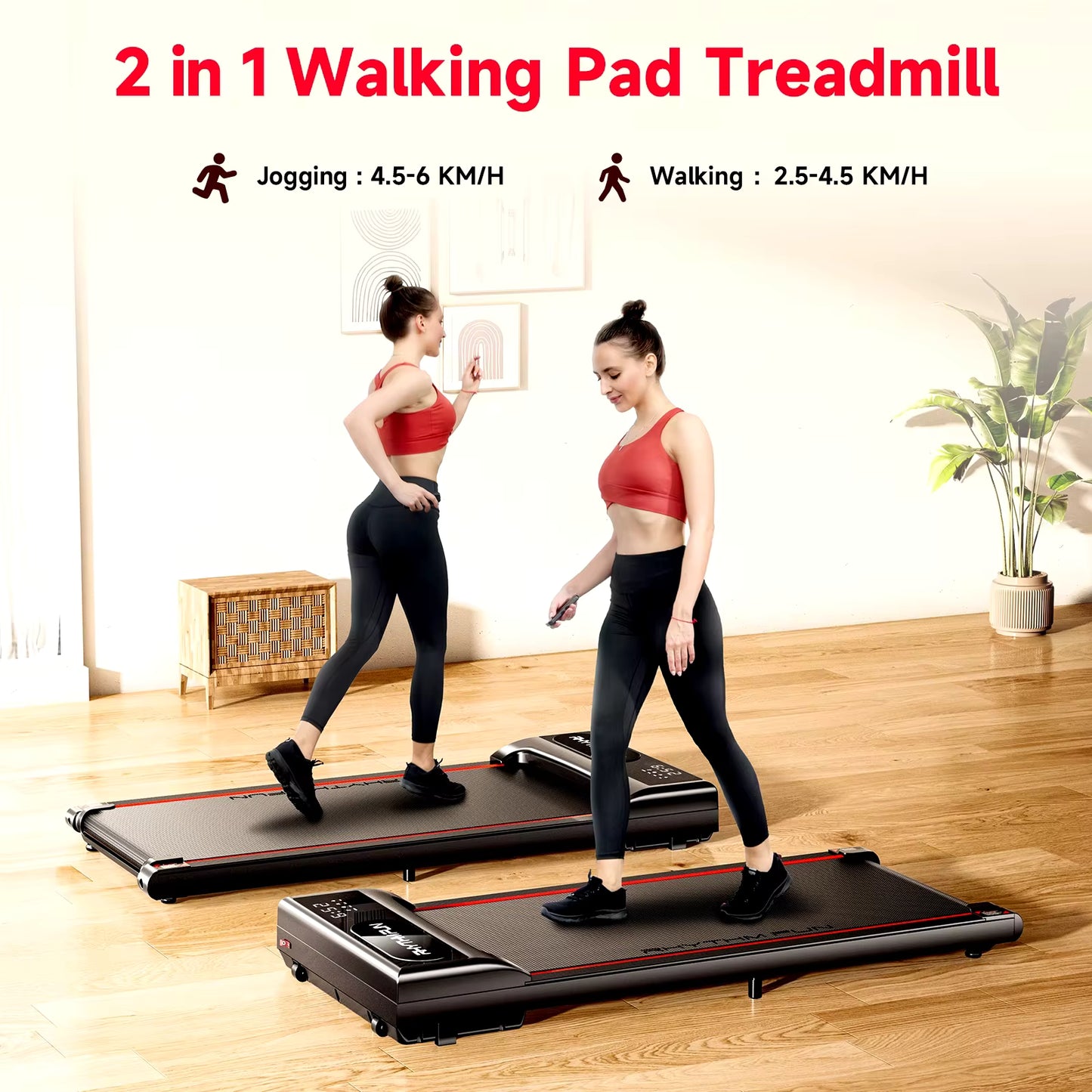 TAZEET EM-1306 Under Desk Walking Pad with Remote & Zwift App - Quiet 2HP Treadmill for Home & Office Use 🚶‍♂️