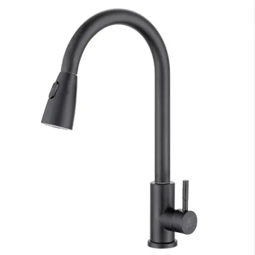 Kitchen Faucet with Pull-Down Sprayer, Stainless Steel High Arc Mixer with 2 Spray Modes, Hot & Cold Water, 360° Rotating Sink Tap, Available in Chrome, Black, and Gold