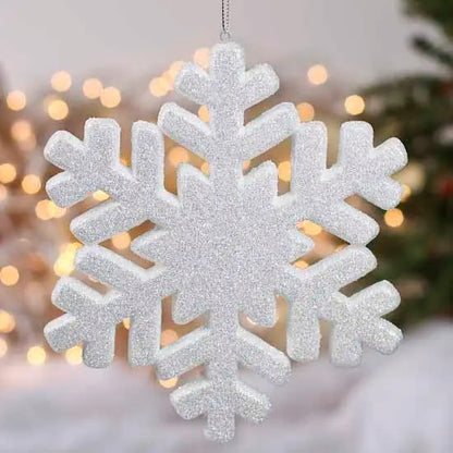 Sparkling White Glitter Snowflakes – Christmas Foam Snowflake Ornaments for Holiday Decorations UAE