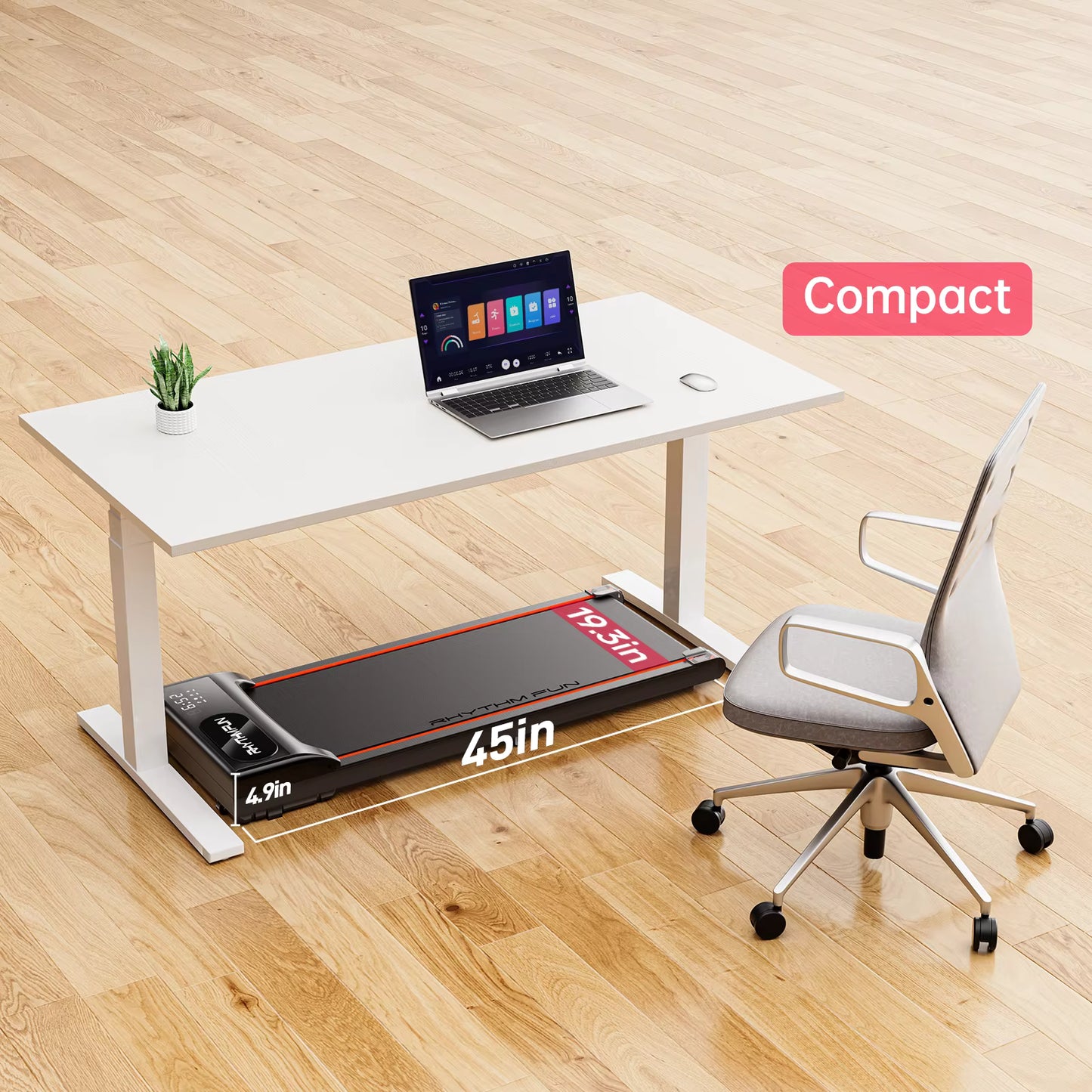 TAZEET EM-1306 Under Desk Walking Pad with Remote & Zwift App - Quiet 2HP Treadmill for Home & Office Use 🚶‍♂️