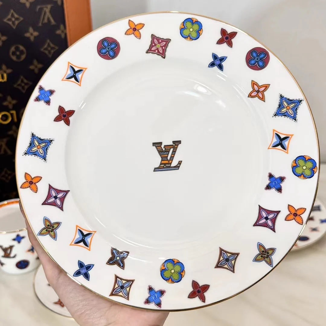 Custom LV Dining Tableware Set with Luxury Leather Box – Elegant 6-Piece Tableware Collection