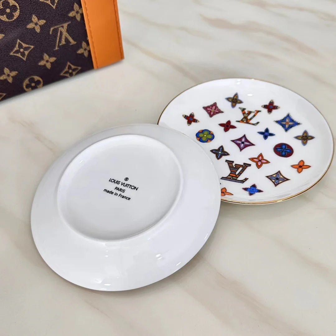 Custom LV Dining Tableware Set with Luxury Leather Box – Elegant 6-Piece Tableware Collection