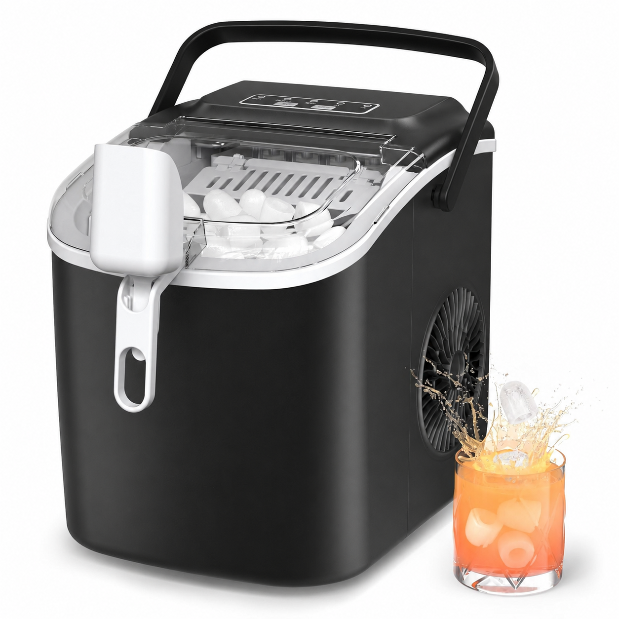 Portable Ice Maker 12kg/24h - Self-Cleaning Countertop Ice Machine with Scoop & Basket