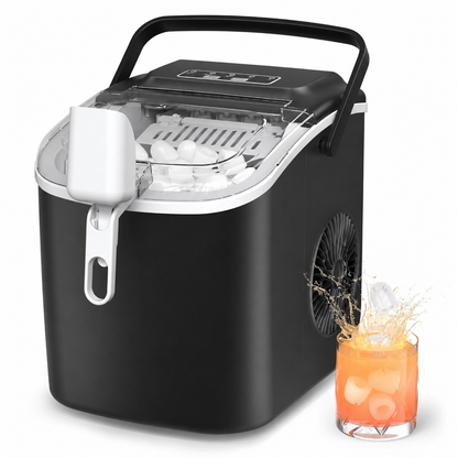 Portable Ice Maker 12kg/24h - Self-Cleaning Countertop Ice Machine with Scoop & Basket