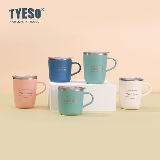 TYESO Vacuum Insulated Stainless Steel Coffee Mug with Handle - Durable, Leakproof, and Stylish Design for Hot & Cold Beverages