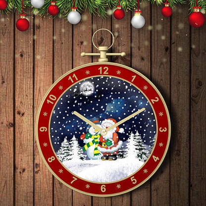 Musical Snowing Christmas Ball Wall Clock – LED Lights & Traditional Melodies Christmas Decoration for Wall & Fireplace