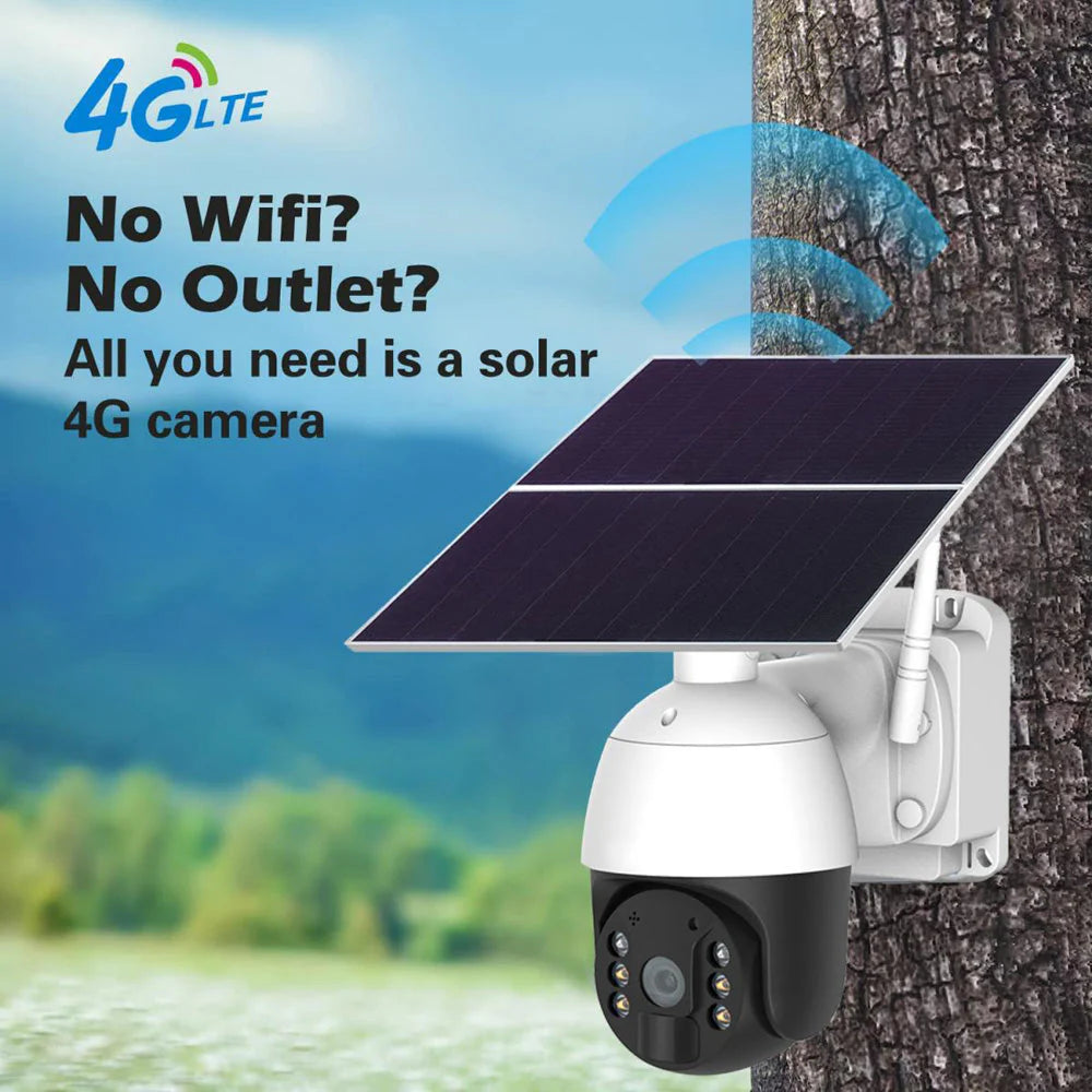 Solar PTZ Wireless Camera RBX-SL100 | 2MP, 355° PTZ, Motion Detection, IP65 Weatherproof - Tazeet.com