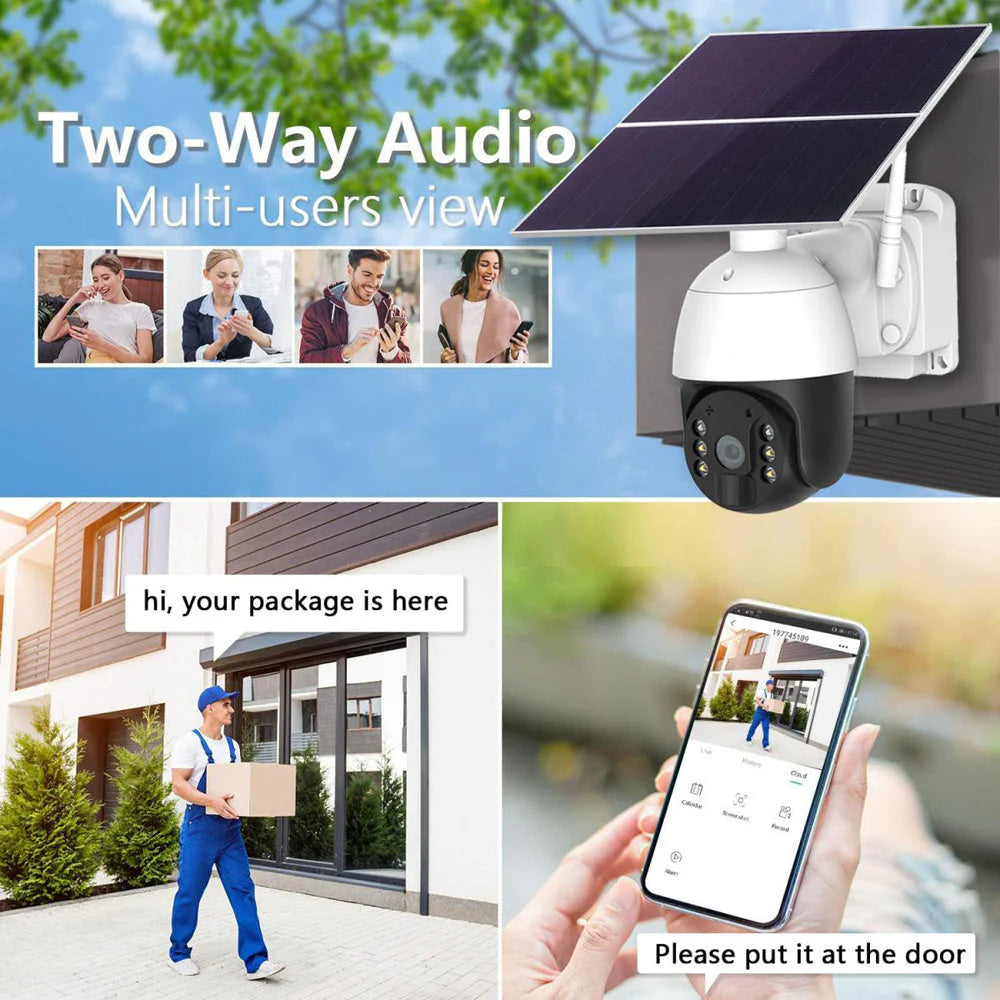 Solar PTZ Wireless Camera RBX-SL100 | 2MP, 355° PTZ, Motion Detection, IP65 Weatherproof - Tazeet.com