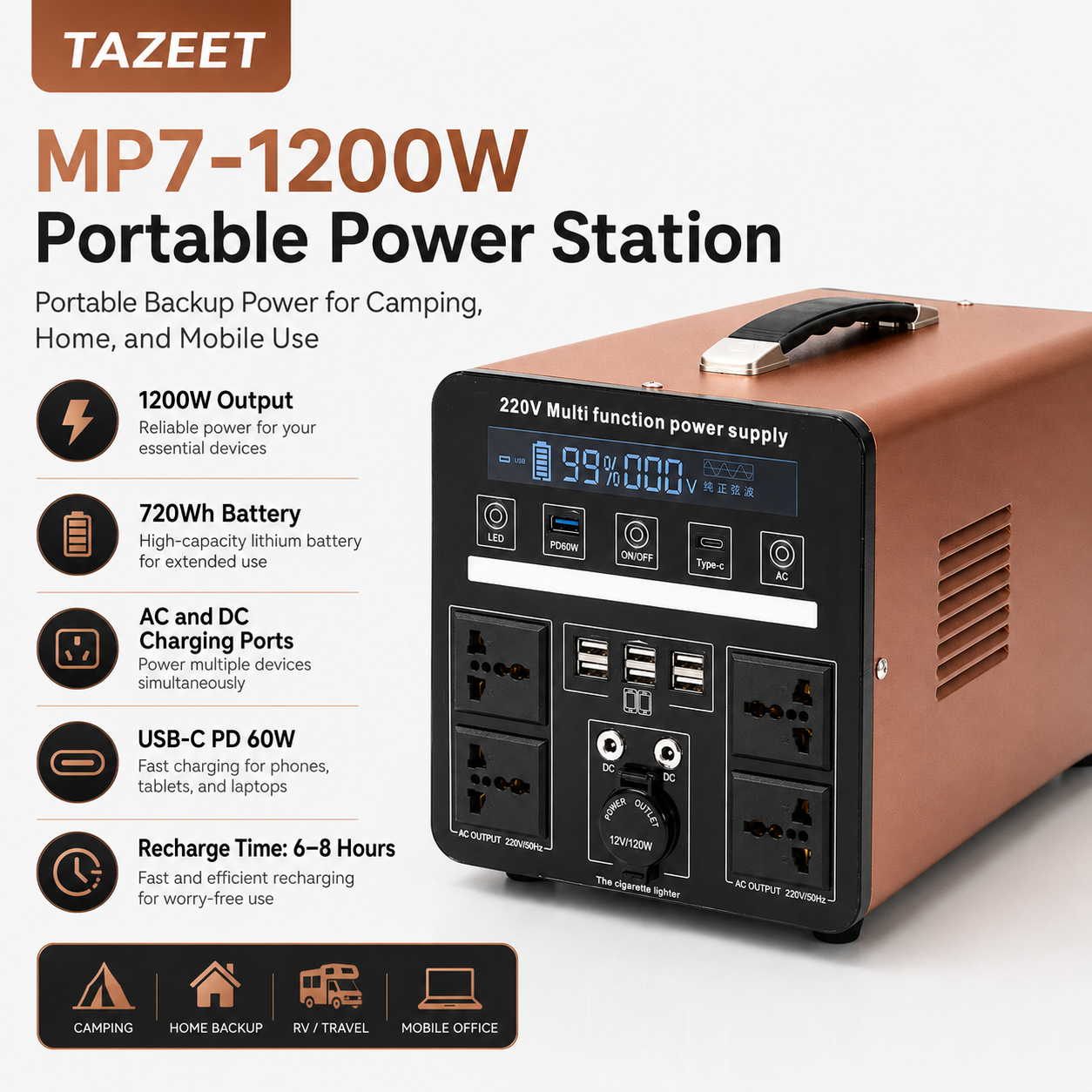 MP7-1200W Portable Power Station 720Wh - product image 2