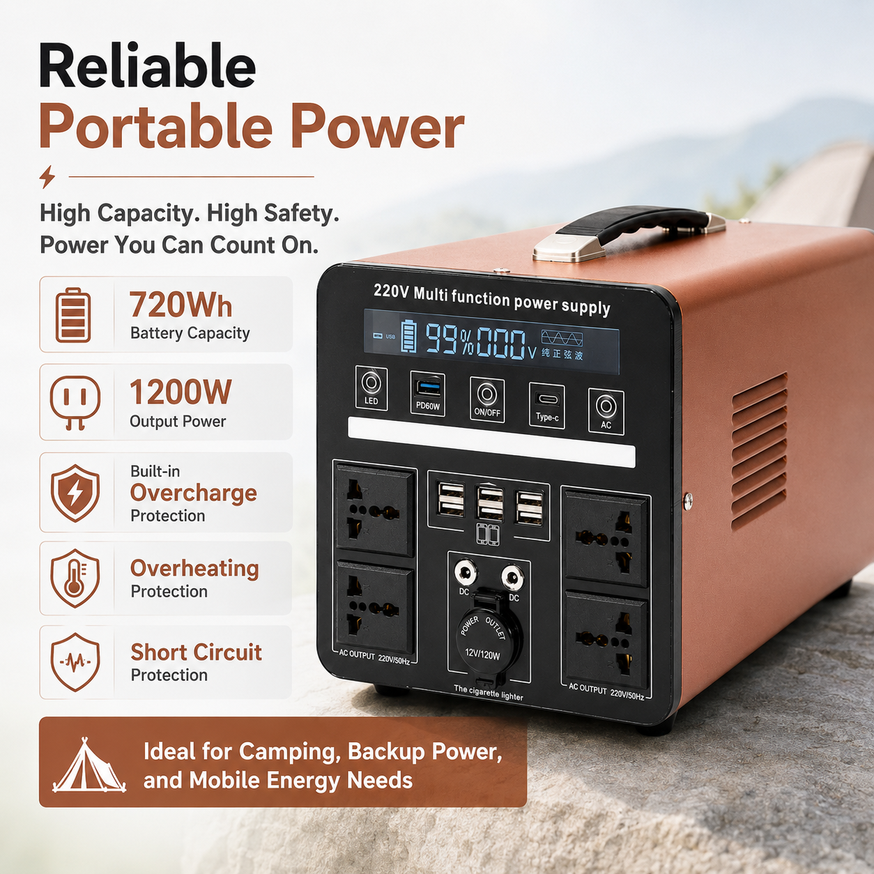 MP7-1200W Portable Power Station 720Wh - product image 3
