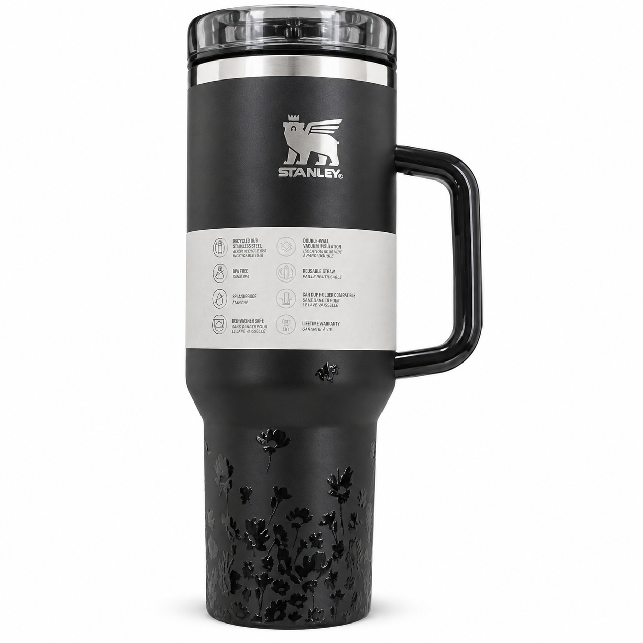 Stanley Quencher H2.0 FlowState tumbler 40 oz in Midnight Ruby, stainless steel with handle and straw