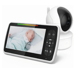 PTZ Wireless Baby Monitor | 5” LCD Display | Two-Way Audio | IR Night Vision | Lullabies | Temperature Alarm