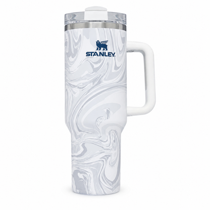 Stanley Quencher H2.0 FlowState tumbler 40 oz in Polar Swirl, stainless steel with handle and straw