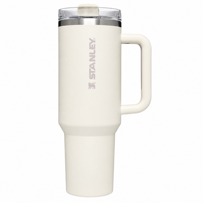 Stanley Quencher H2.0 FlowState tumbler 40 oz in ProTour Cream, stainless steel with handle and straw