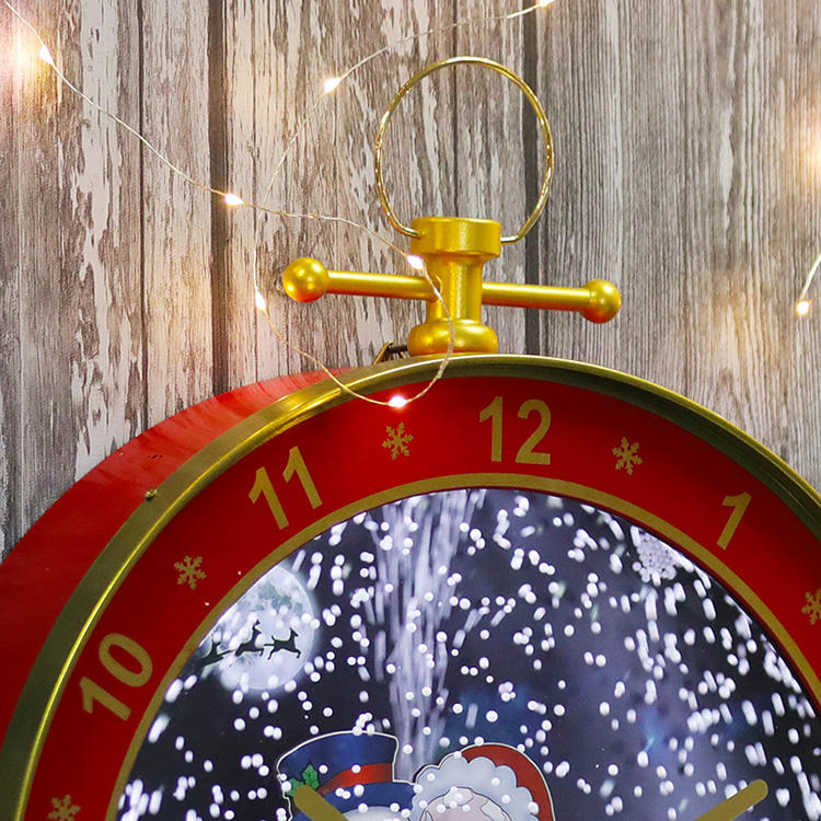 Musical Snowing Christmas Ball Wall Clock – LED Lights & Traditional Melodies Christmas Decoration for Wall & Fireplace