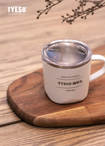 TYESO Vacuum Insulated Stainless Steel Coffee Mug with Handle - Durable, Leakproof, and Stylish Design for Hot & Cold Beverages