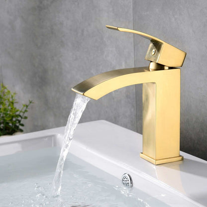 Waterfall Bathroom Faucet – Stainless Steel Vanity Sink Faucet, Single Handle Basin Mixer Tap for Hot & Cold Water, Modern Short Design - image 3
