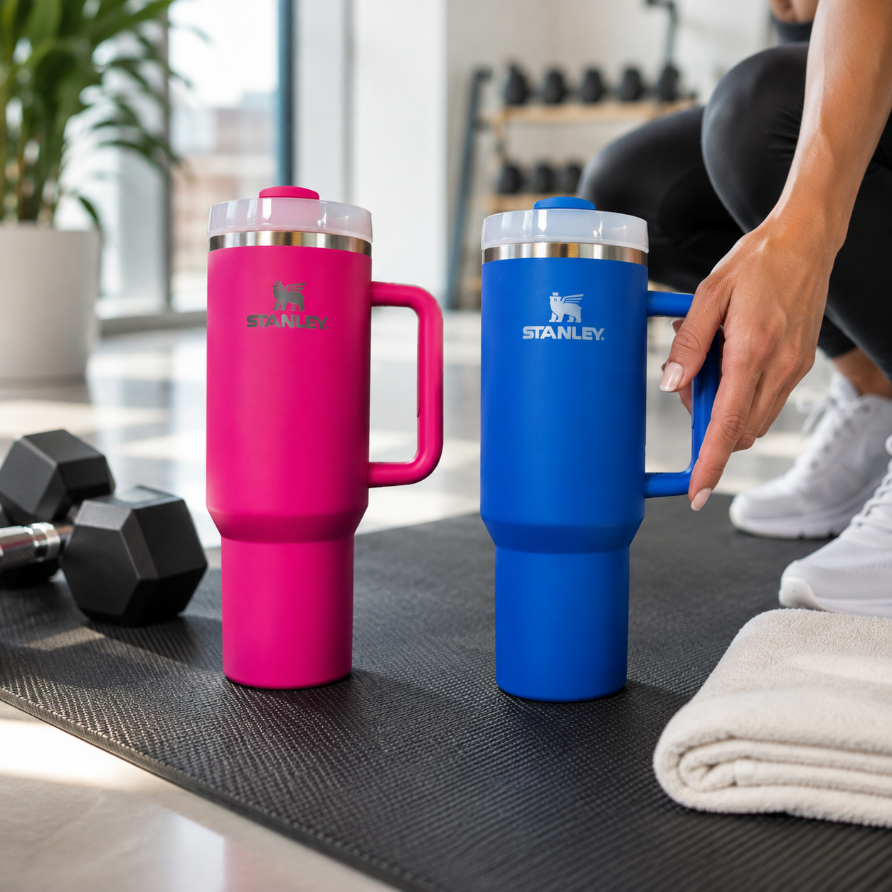 Stanley Quencher H2.0 tumbler size comparison, 30 oz and 40 oz