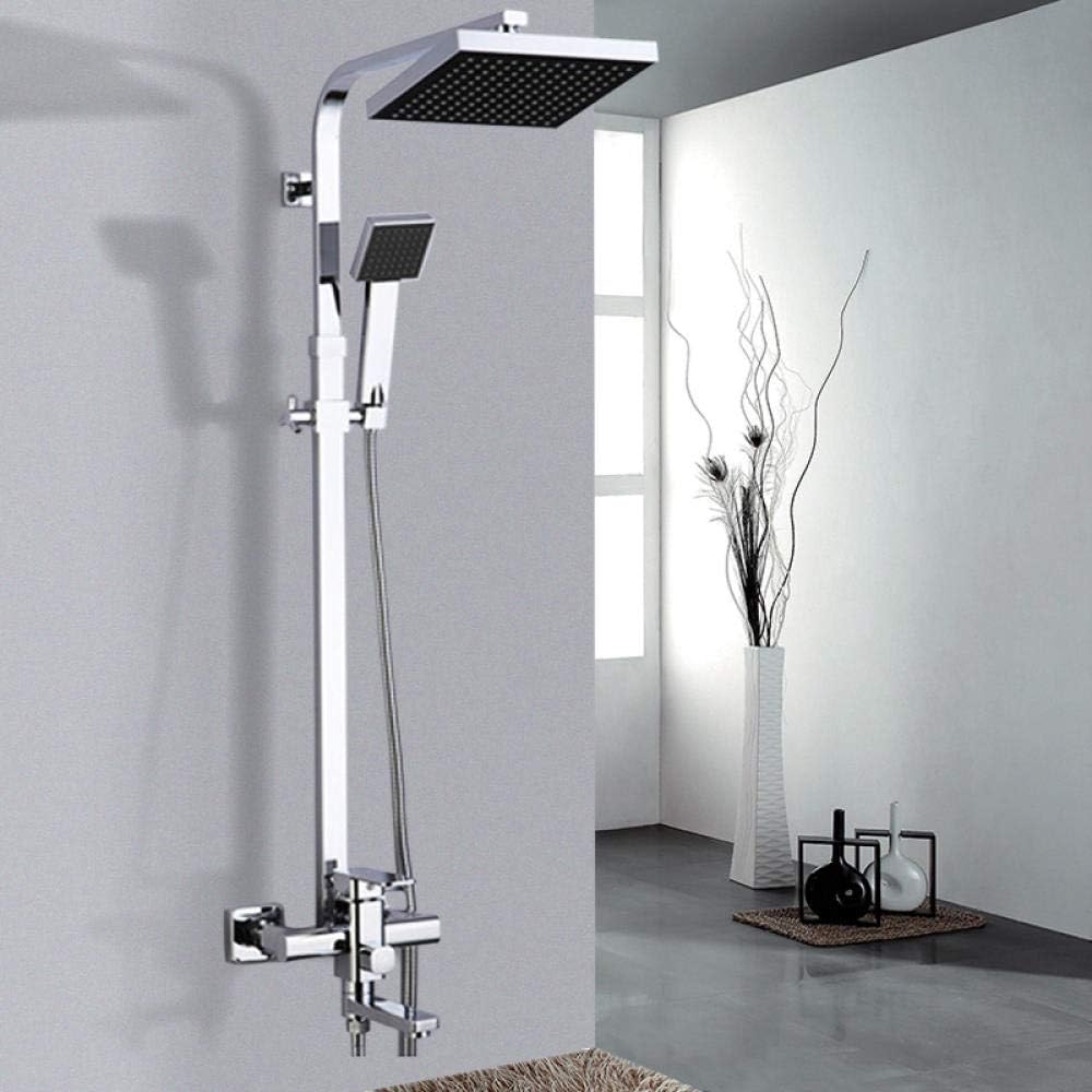 Chrome wall-mounted bath shower mixer faucet with 8-inch shower head