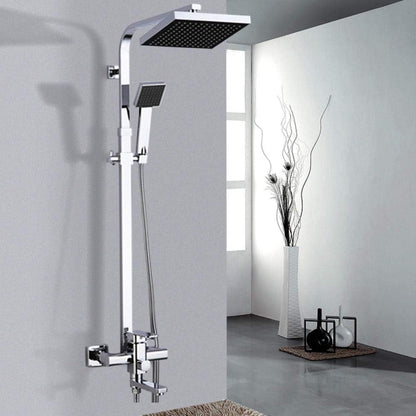Chrome wall-mounted bath shower mixer faucet with 8-inch shower head
