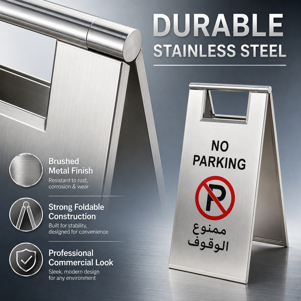 TAZEET double-sided no parking sign for indoor and outdoor areas