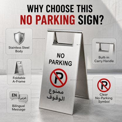 TAZEET 23 x 31 x 60 cm stainless steel foldable no parking sign