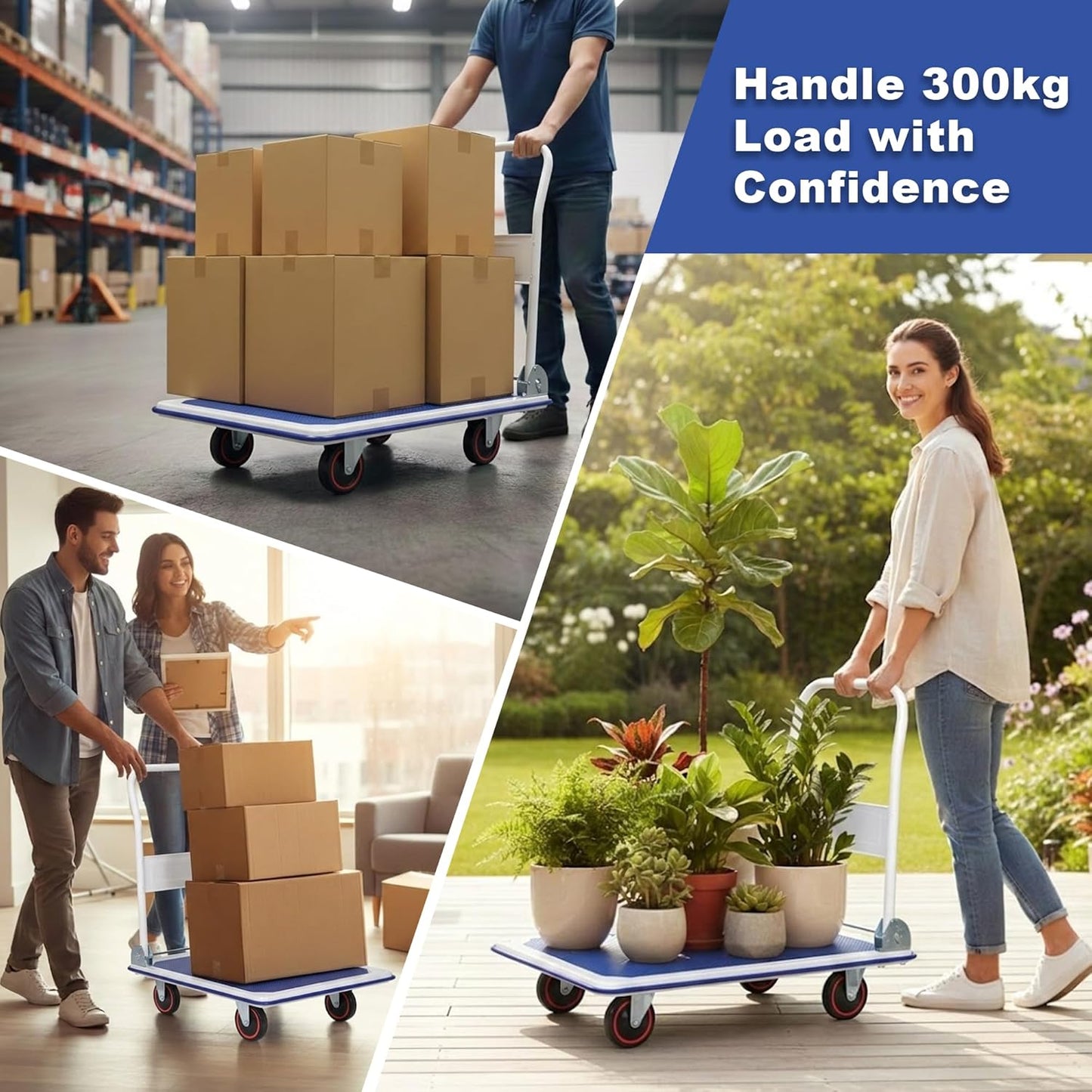 Heavy-Duty Platform Trolley 300kg with Foldable Handle - product image 4