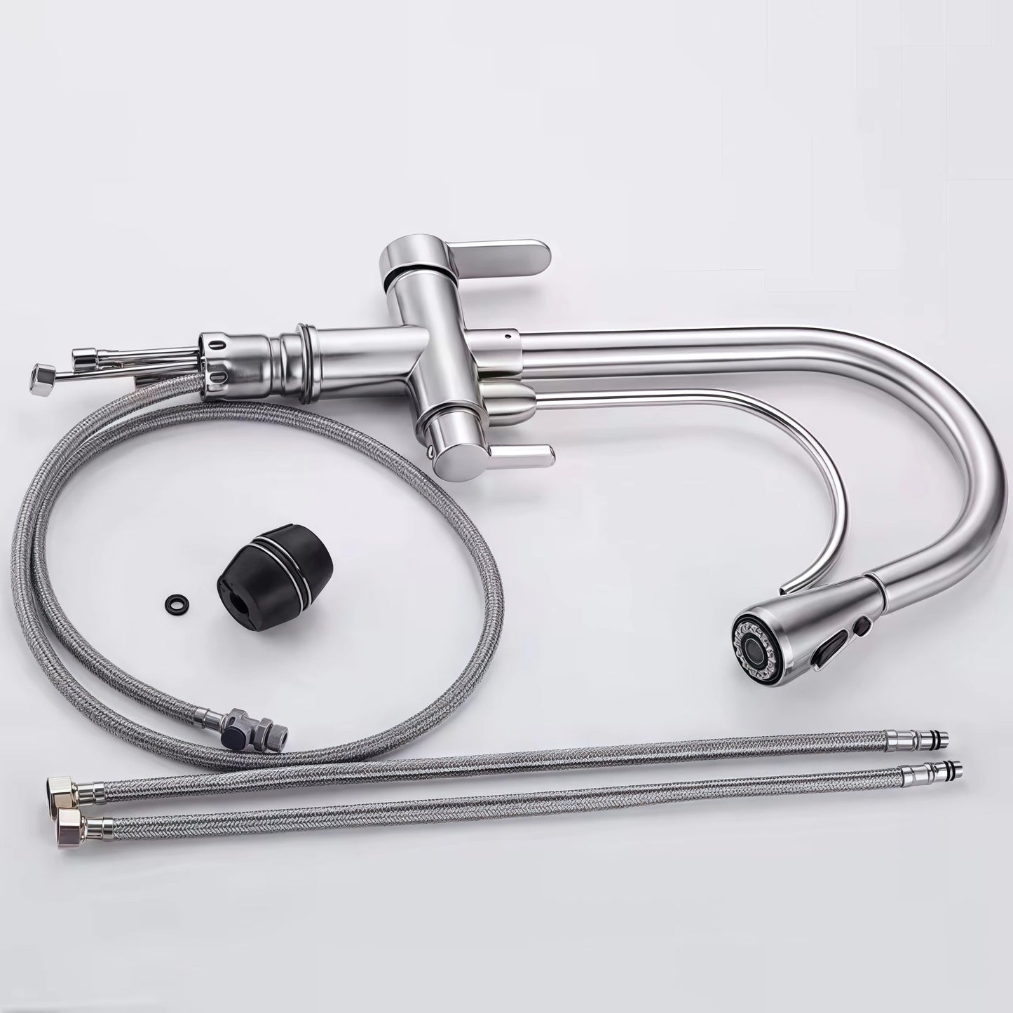 Kitchen Faucet with Pull-Down Sprayer – High Arc Stainless Steel Mixer Tap - product image 11
