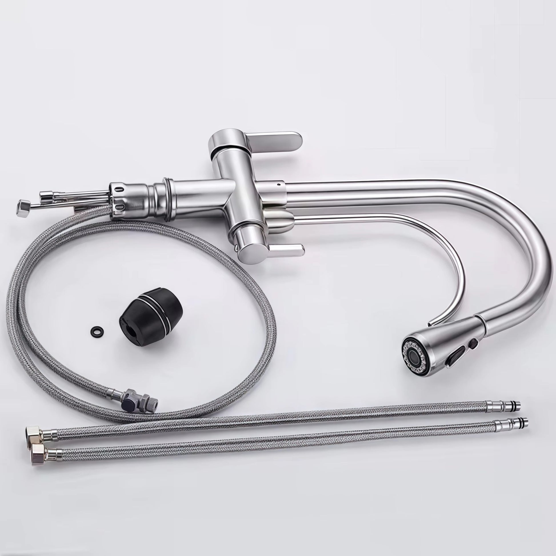 Kitchen Faucet with Pull-Down Sprayer – High Arc Stainless Steel Mixer Tap - product image 11