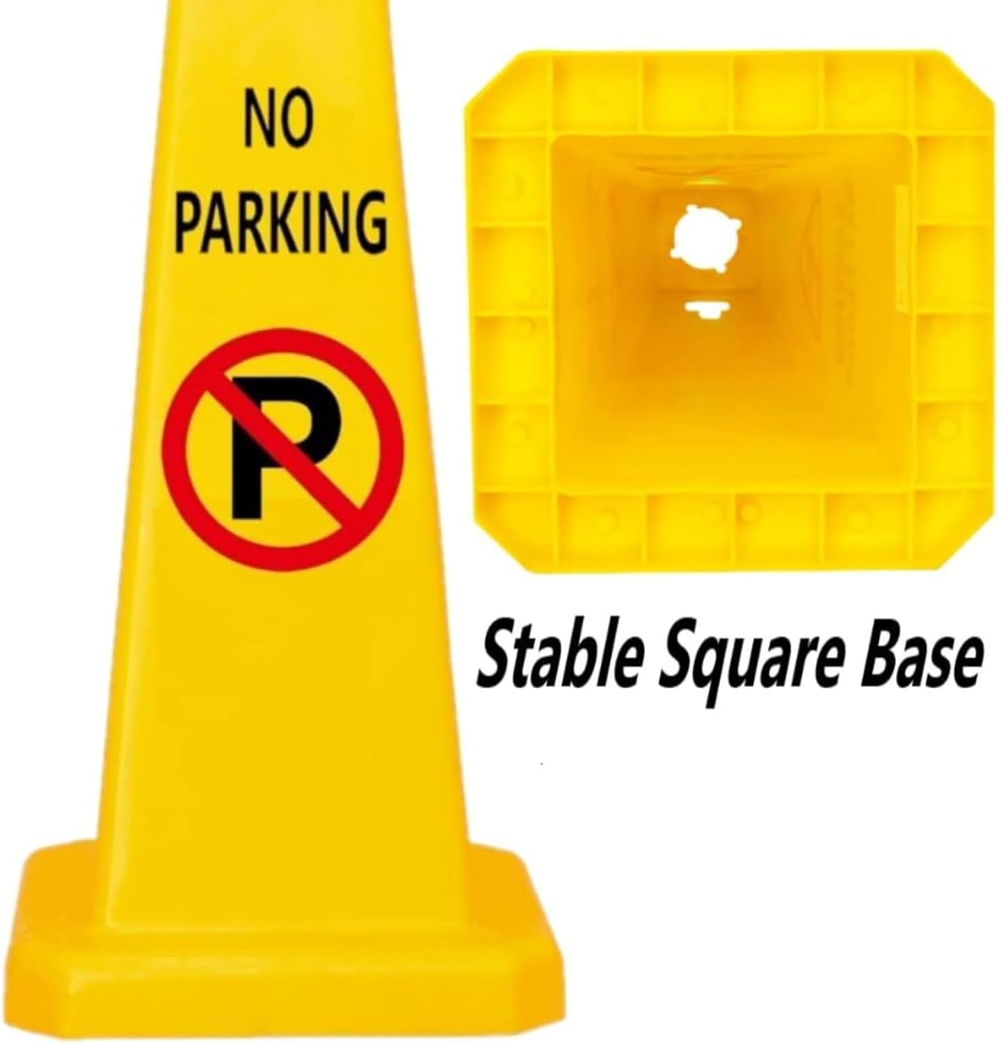 No parking traffic cone sign with weighted base for floor placement