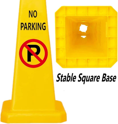 No parking traffic cone sign with weighted base for floor placement