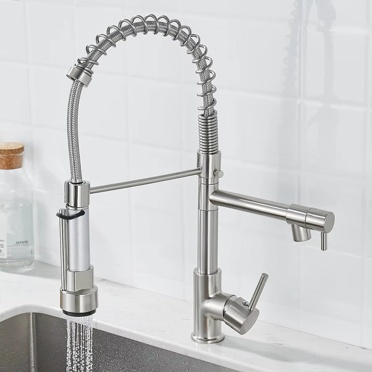 SUS304 Pull-Down Kitchen Faucet with Deck Plate – 1 & 2 Faucet Mode Variants - product image 13