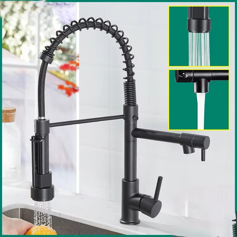 SUS304 Pull-Down Kitchen Faucet with Deck Plate – 1 & 2 Faucet Mode Variants - product image 14