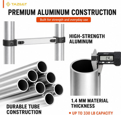 TAZEET Aluminum Telescoping Ladder, A-Frame & Extension, Balance Bar – 1.6m+1.6m to 4.0m+4.0m