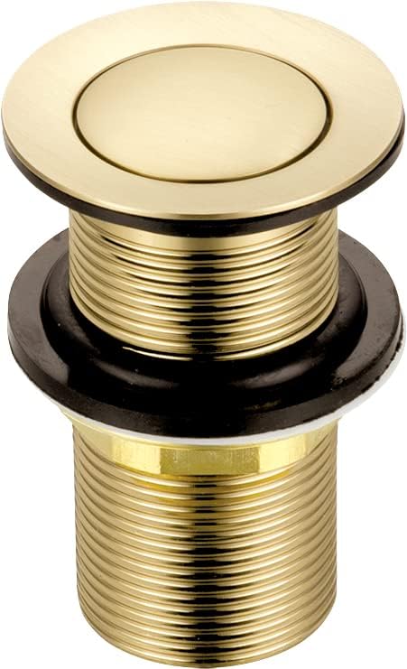 Brushed Gold Click-Clack Basin Waste - Unslotted Brass Pop-Up Bathroom Sink Drain Plug G 1 1/4 BSP