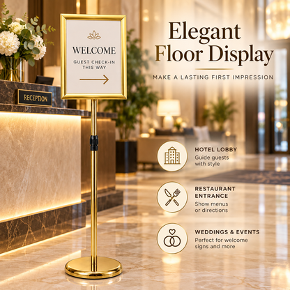 TAZEET Adjustable A4 Poster Sign Holder Stand, Floor Display Stand, 2-Pack
