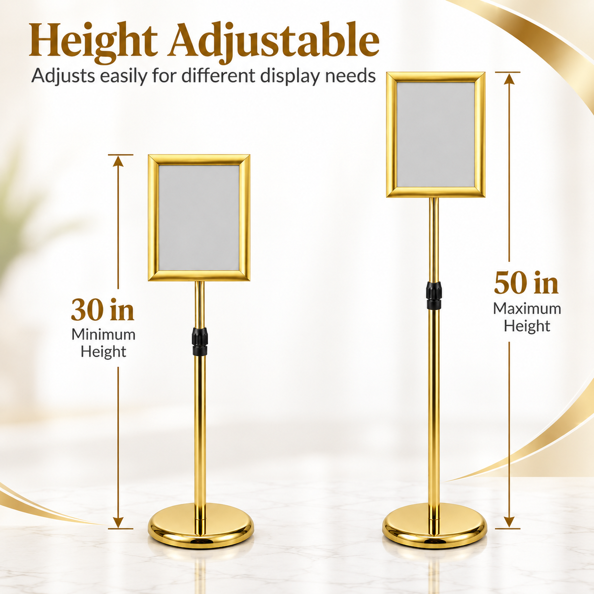 TAZEET Adjustable A4 Poster Sign Holder Stand, Floor Display Stand, 2-Pack