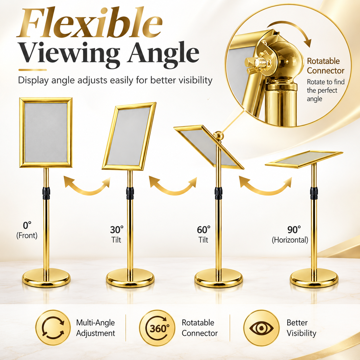 TAZEET Adjustable A4 Poster Sign Holder Stand, Floor Display Stand, 2-Pack