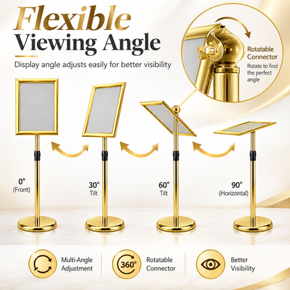 TAZEET Adjustable A4 Poster Sign Holder Stand, Floor Display Stand, 2-Pack