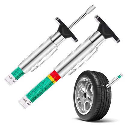 TAZEET Tire Tread Depth Gauge, Color-Coded 0–32/32 in and 0–25 mm Tool for Cars, Motorcycles and Trucks