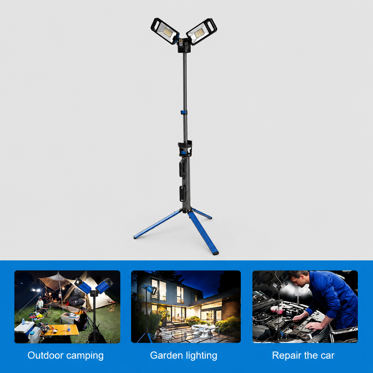 VIP-11 Twin Head 50W Rechargeable Work Light with Tripod - product image 4