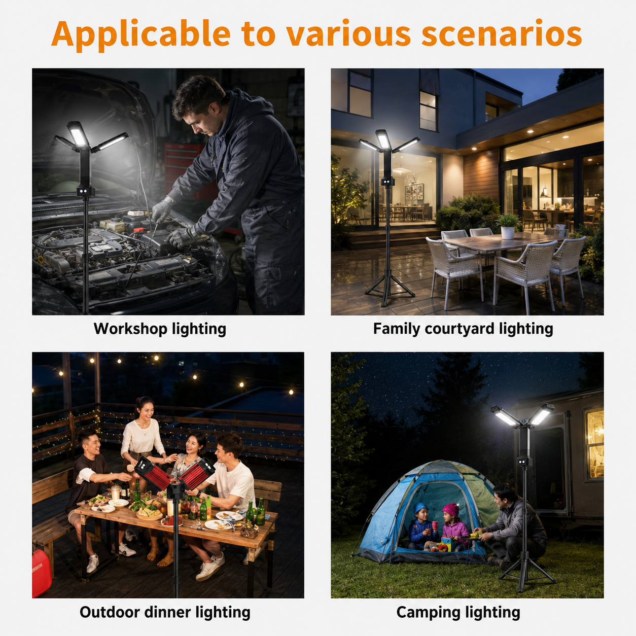 VIP-12 Triple-Head Rechargeable Work Light with Tripod - product image 8
